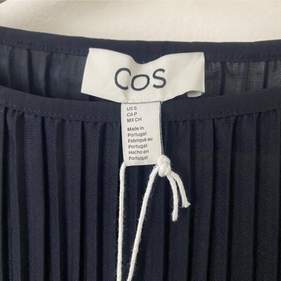 NWT COS Dress Pleated Maxi Dress Dark Navy - Picture 4 of 10